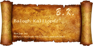 Balogh Kalliopé névjegykártya